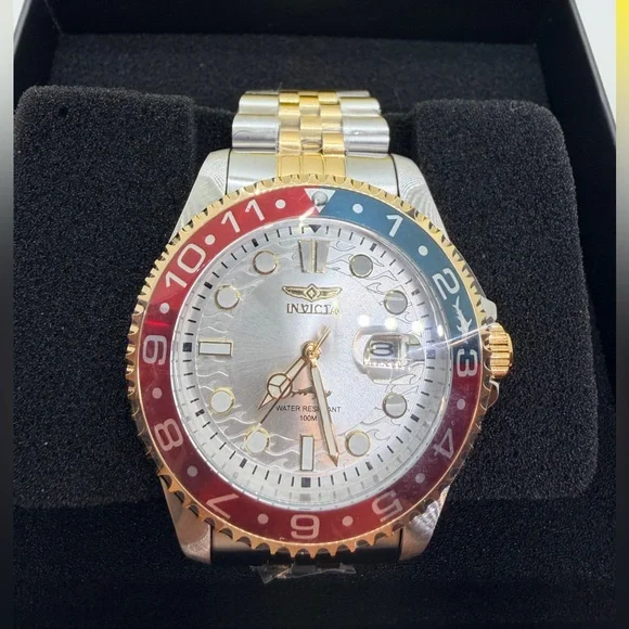 Invicta Two-Tone Watch with Red and Blue Bezel #40012